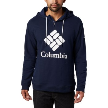 Columbia Lodge French Terry, Sudaderas Con Capucha Azul Marino Blancos Para Hombre | 150736-EJI